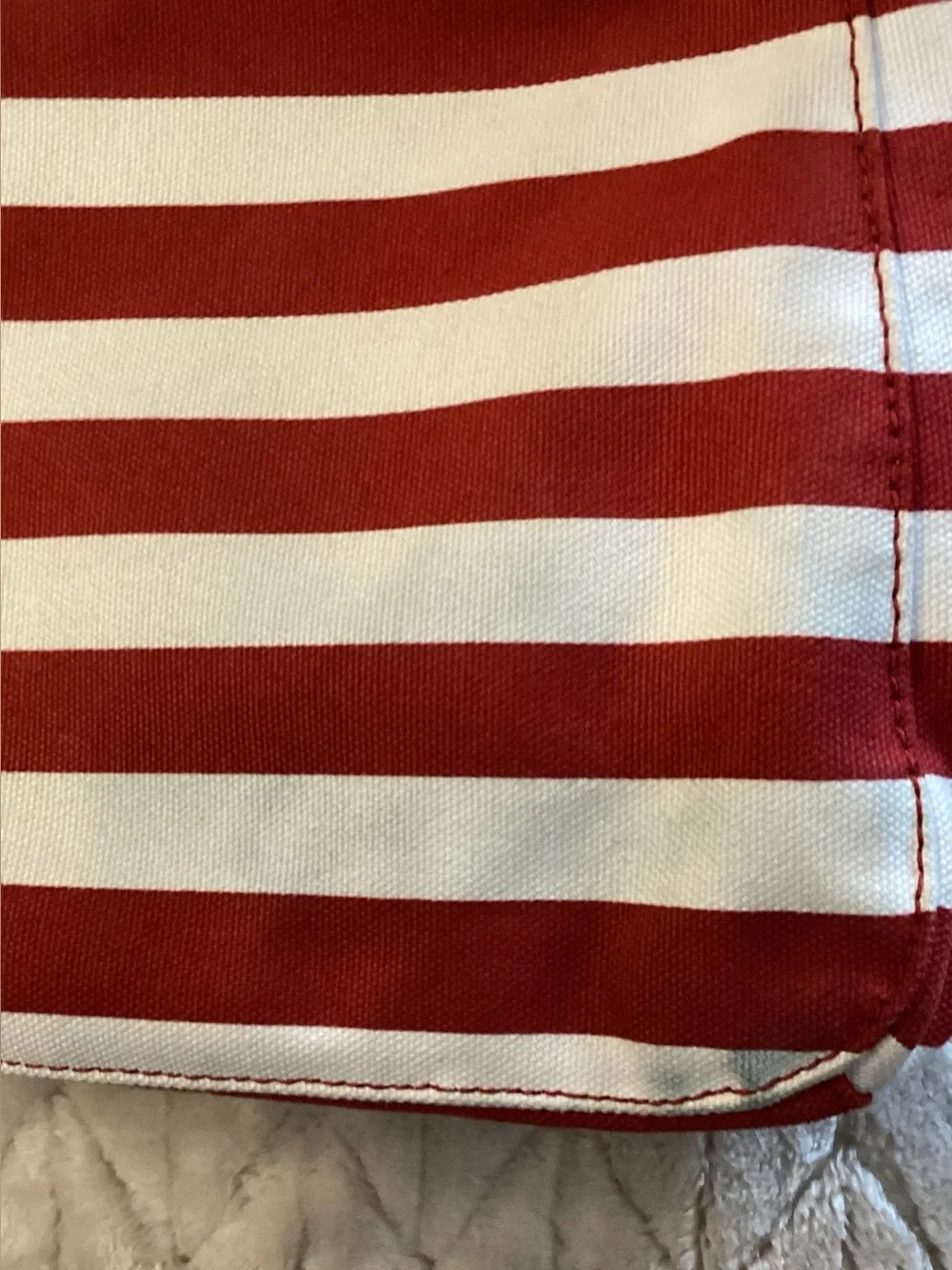Michael Kors Red and White Striped Rope-Handle Tote